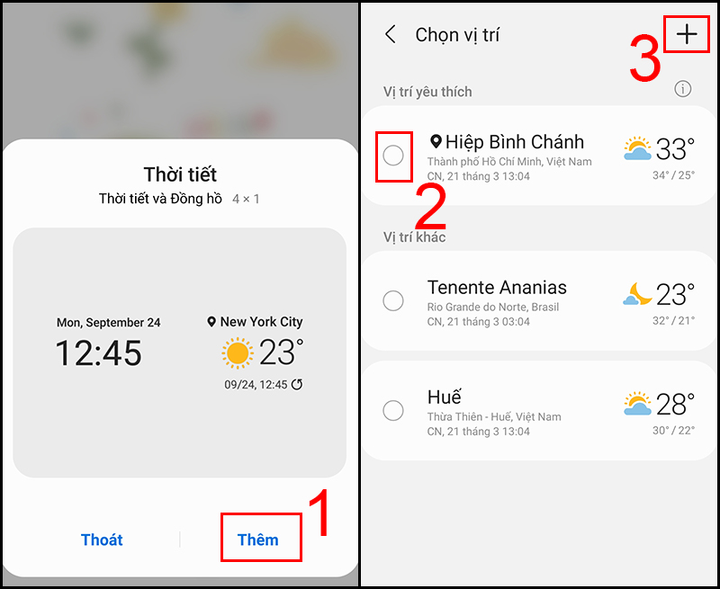 Thêm Widget Thời tiết